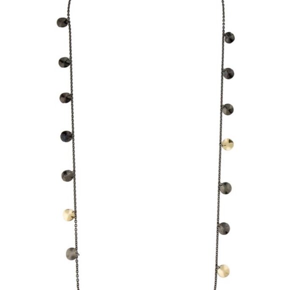 IPPOLITA 18K YELLOW GOLD & STERLING SILVER HAMMERED PAILLETTE NECKLACE - Picture 2 of 6